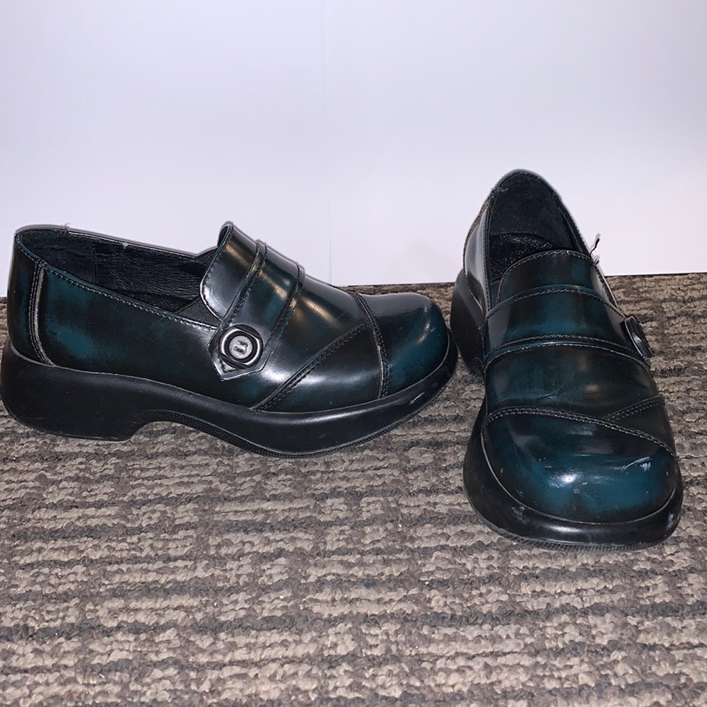 Dansko Teal Marble Clogs- 36